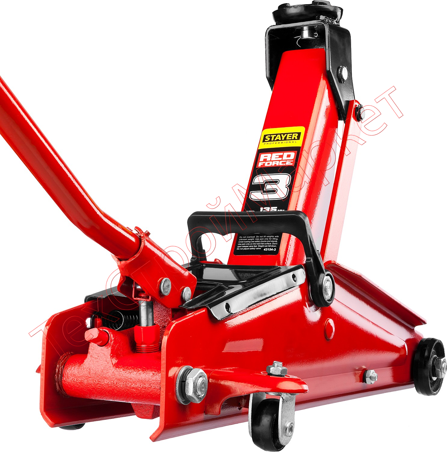 Домкрат гидравлический подкатной "RED FORCE", 3т, 135-400мм, STAYER 43154-3