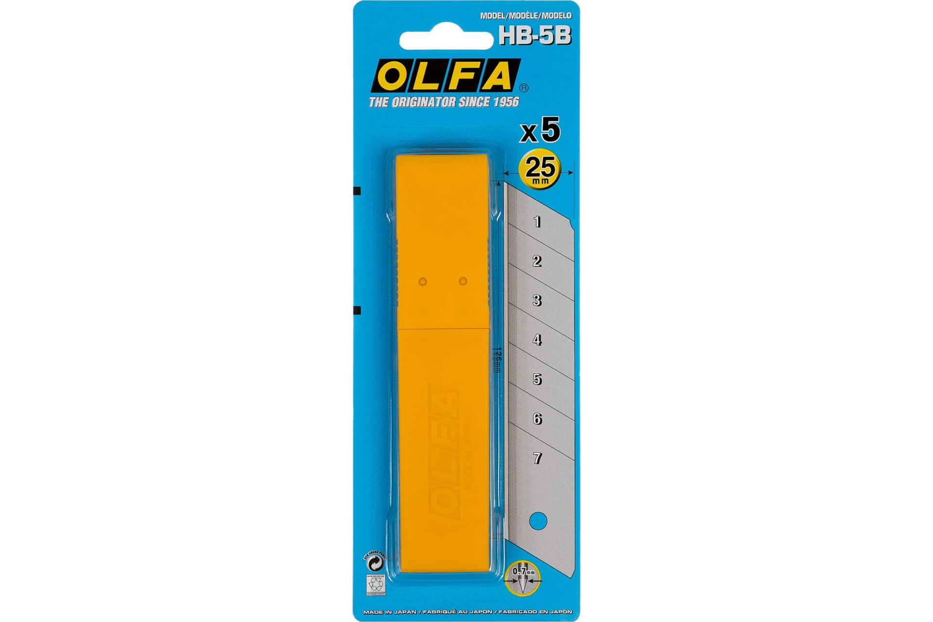 Лезвие OLFA сегментированное, 25х126х0,7 мм 5 шт