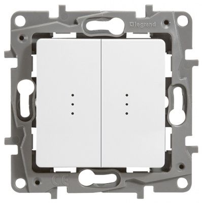Выключатель 2-клавишный с подсветкой Legrand Etika 672204 механизм 10АХ 250В~ винт. зажимы, белый