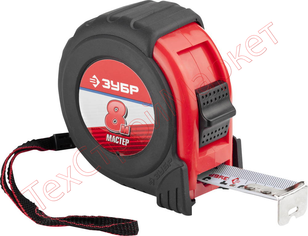Рулетка с ударостойким обрезиненным корпусом ЗУБР МАСТЕР 7,5м / 25мм