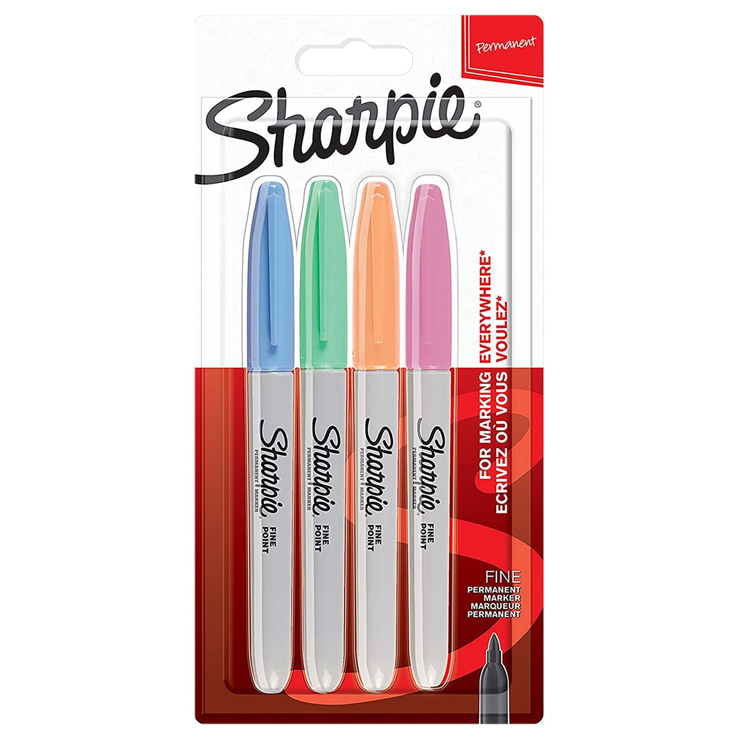 Маркеры перманентные НАБОР 4 ЦВЕТА SHARPIE "Fine Pastel", круглый наконечник, 1 мм, 2065402