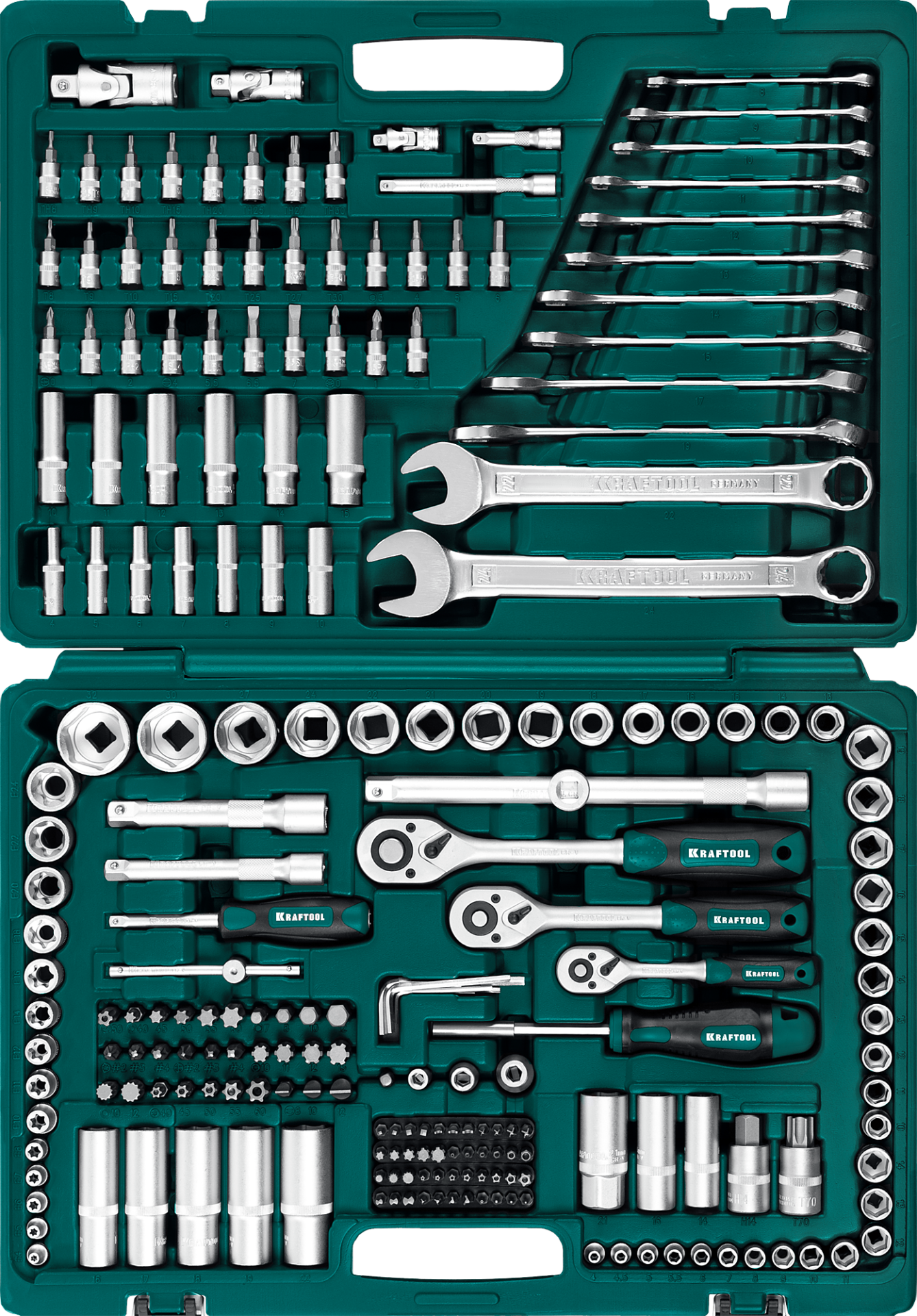 Набор инструмента универсальный X Drive, 216 предм., (1/2″+3/8″+1/4″), KRAFTOOL