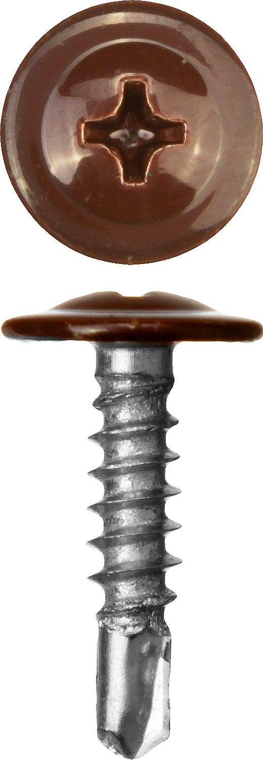 Саморезы ПШМ-С со сверлом для листового металла, 25 х 4.2 мм, 400 шт, RAL-8017 шоколадно-коричневый, ЗУБР
