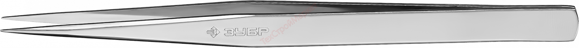 Пинцет ЗУБР д/электроники и точной механики, нерж. сталь, антимагнит, прямой, заостренные губки, 