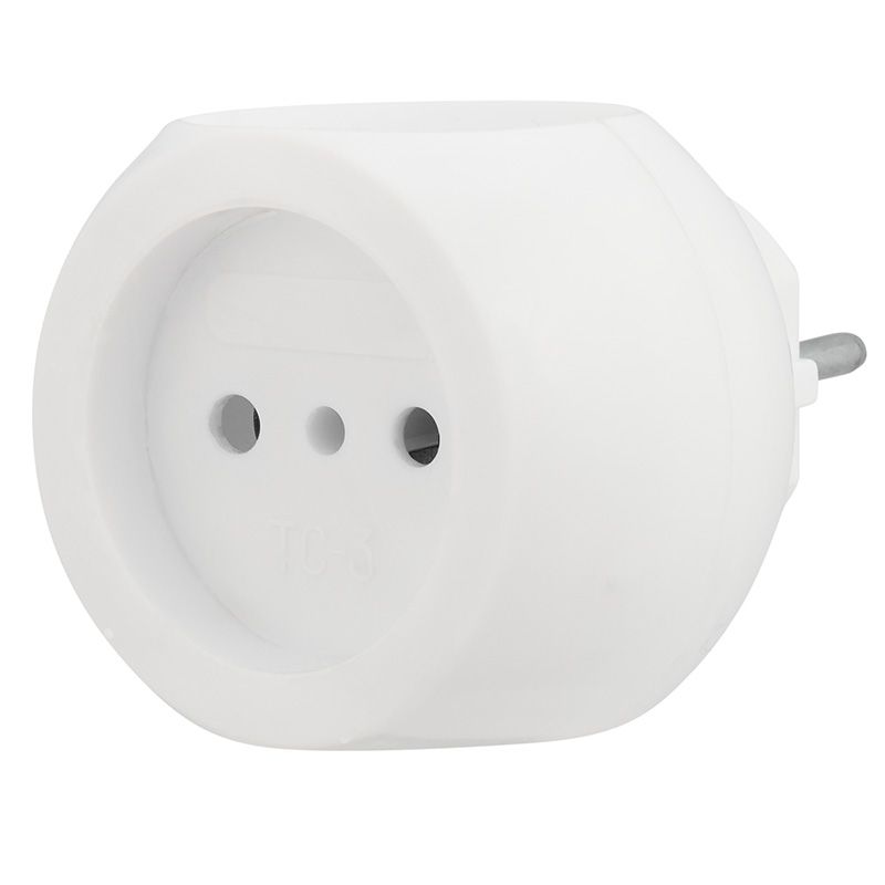 Разветвитель 3 гнезда без заземляющих контактов Белый 220В, 6А "Шар" (тройник) REXANT 