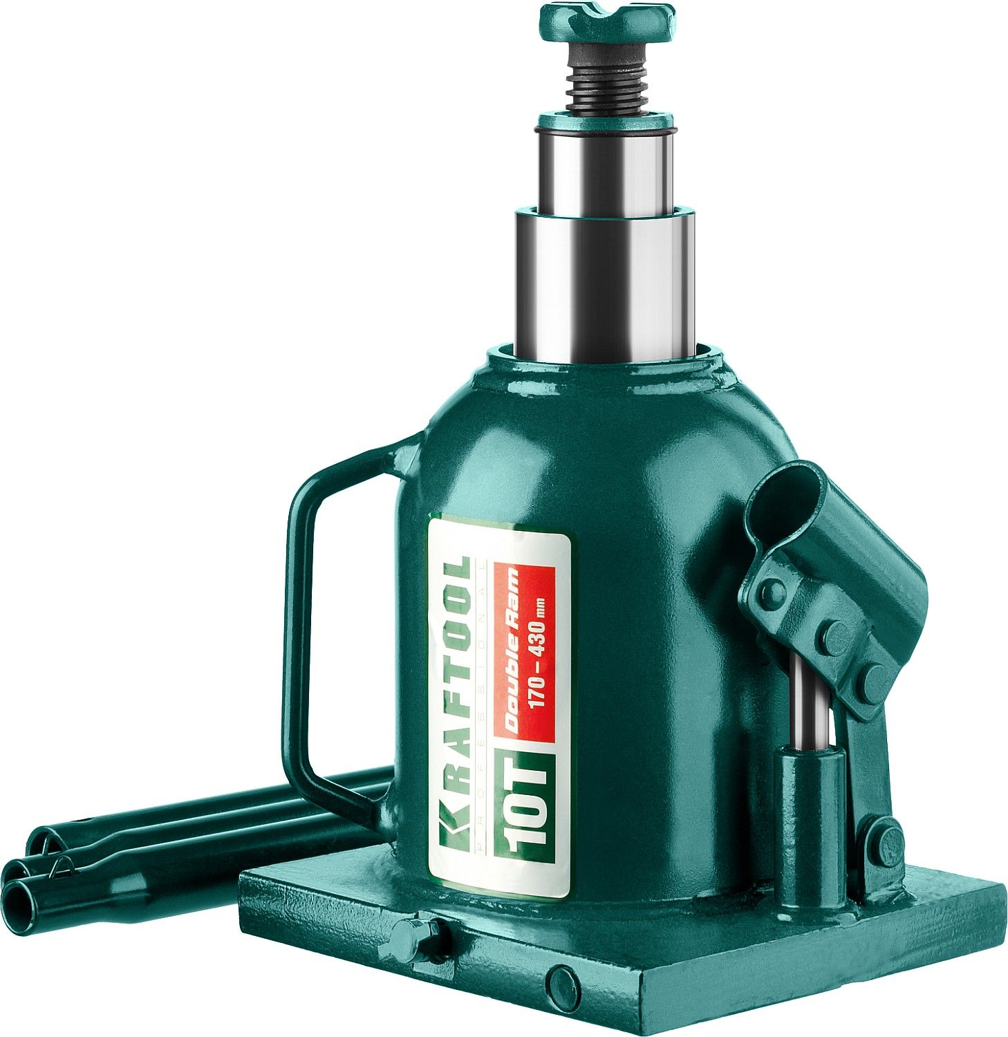 Домкрат гидравлический бутылочный "Double Ram", сварной, телескопический, 10т, 170-430мм, KRAFTOOL 