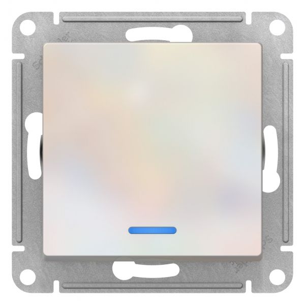 Выключатель 1-клавишный с подсветкой, схема 1а, 10АХ, механизм Electric AtlasDesign жемчуг
