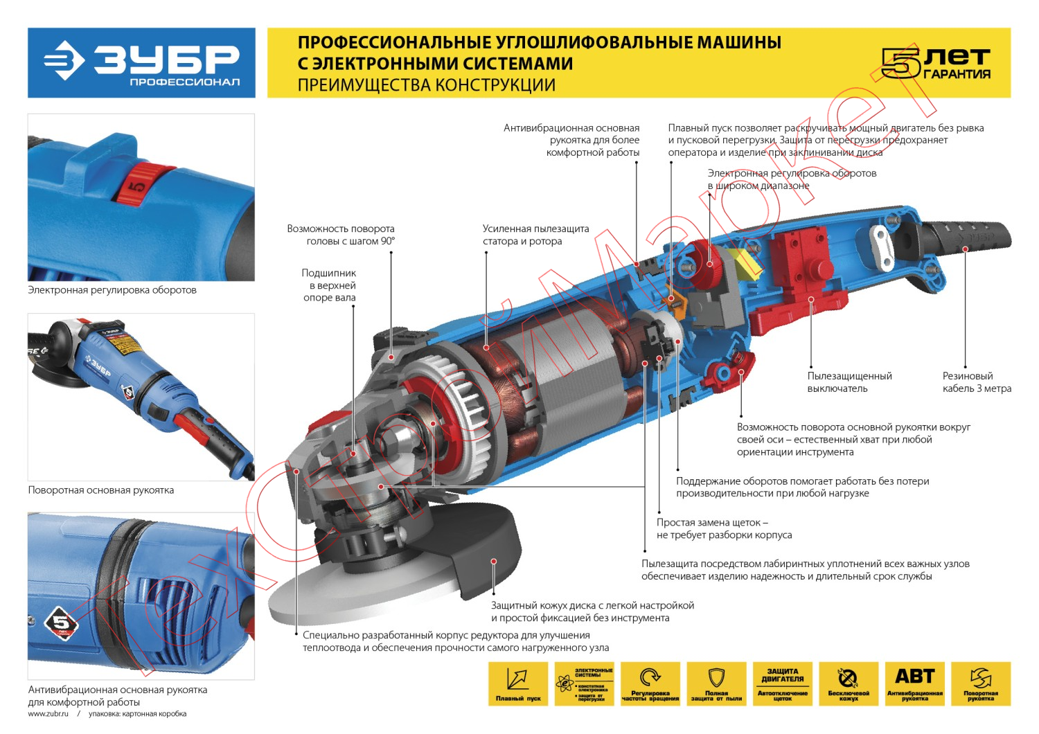 Машина шлифовальная угловая ЗУБР Профессионал УШМ-П125-1200 ЭПСТ