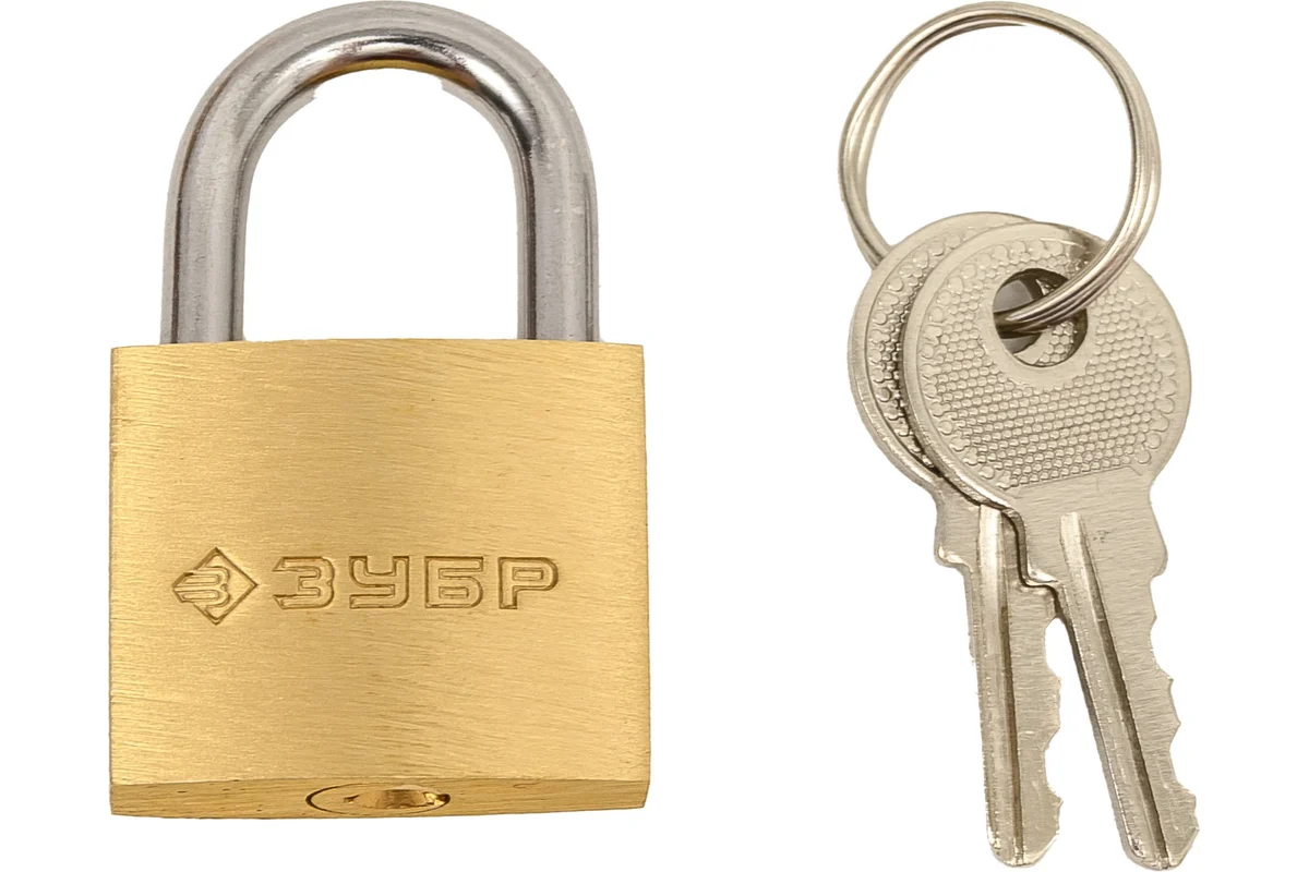 Замок навесной мини, латунный корпус, 25мм, ЗУБР Профессионал