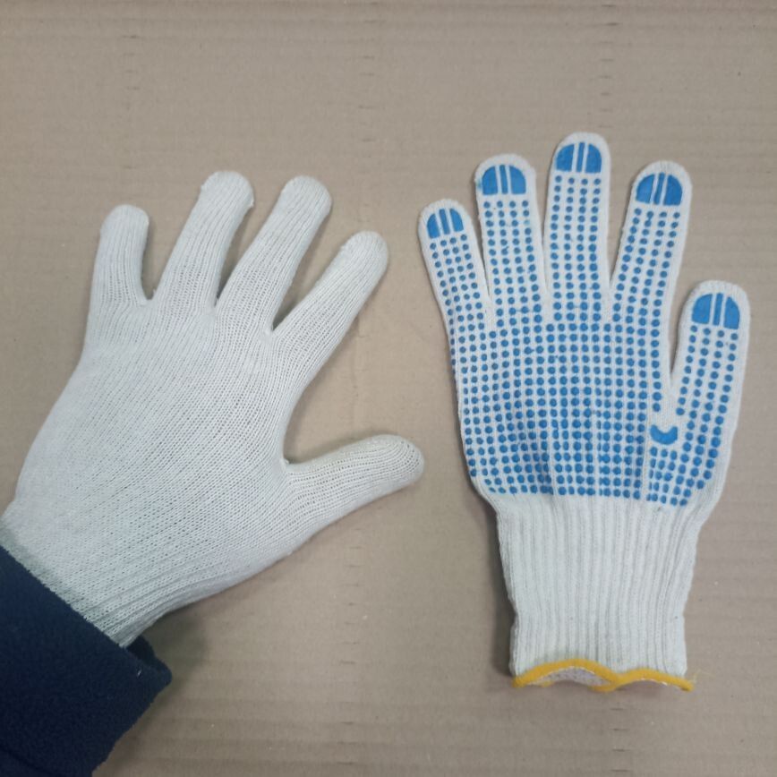 Перчатки белые х/б 10 кл. с ПВХ 5-нитка Тавуш 