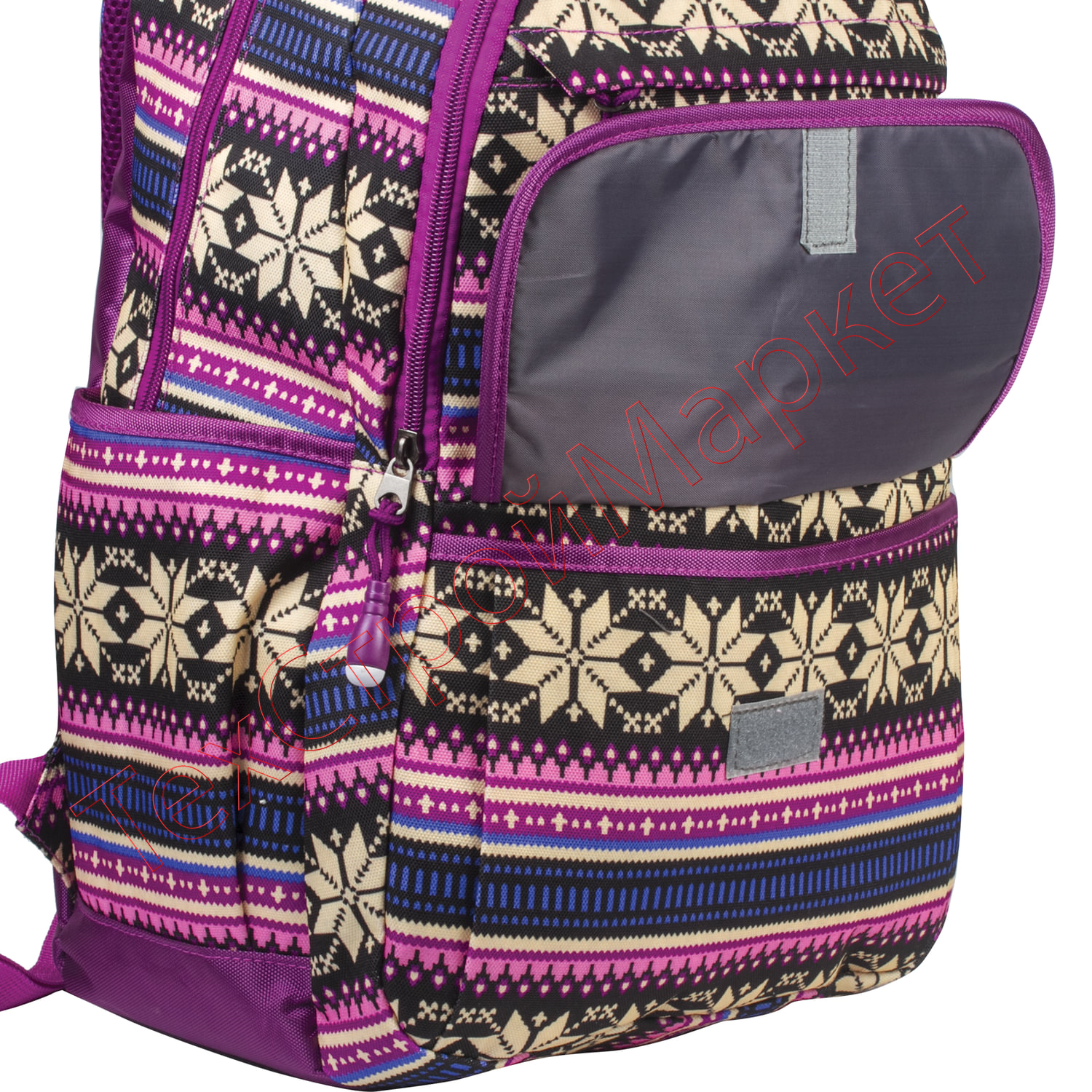 Рюкзак BRAUBERG молодежный, "Фиолетовые узоры", канвас, 47х32х14 см, 227069