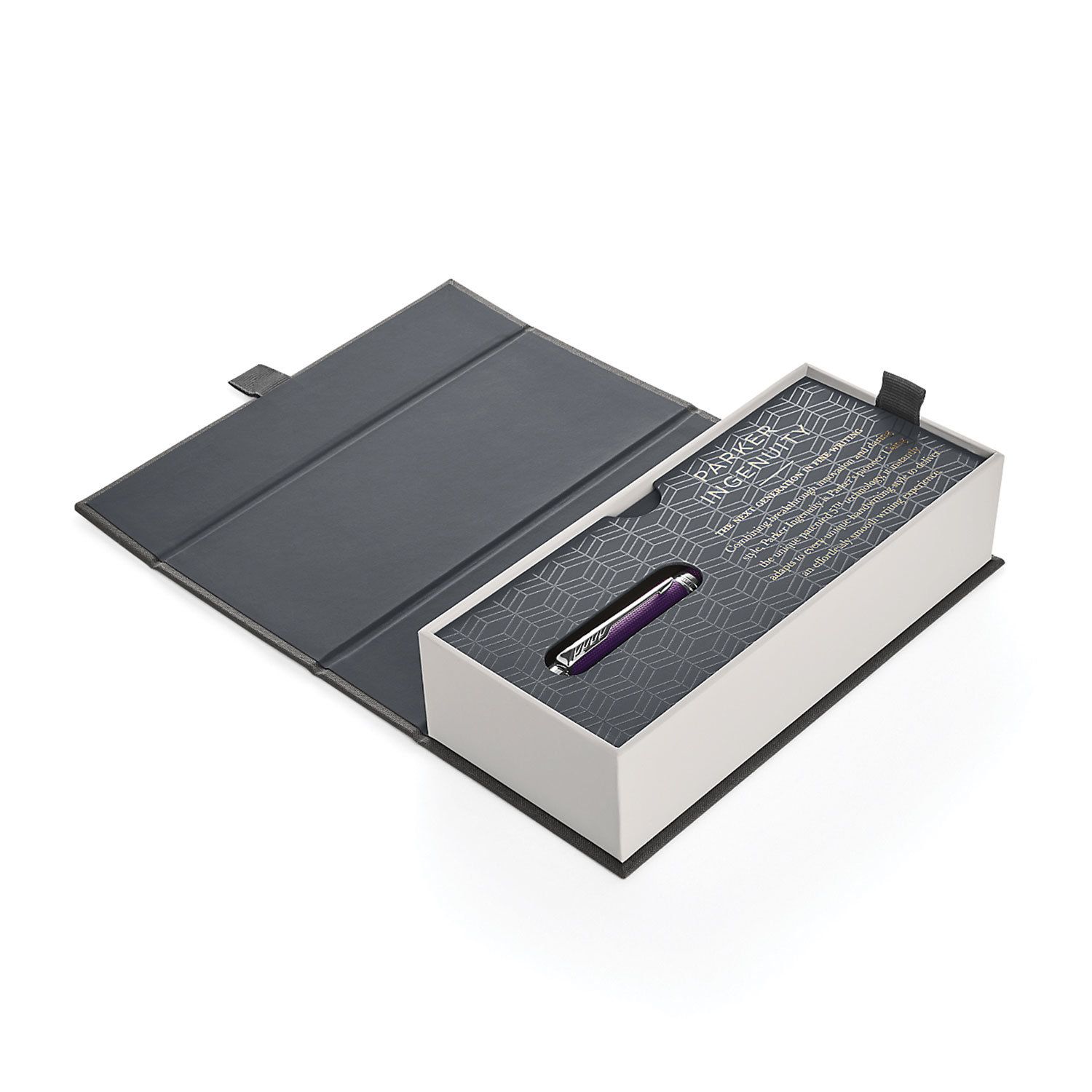 Ручка "Пятый пишущий узел" PARKER "Ingenuity Deluxe Blue Violet CT", корпус фиолетовый, хромированные детали, черная, 1931454