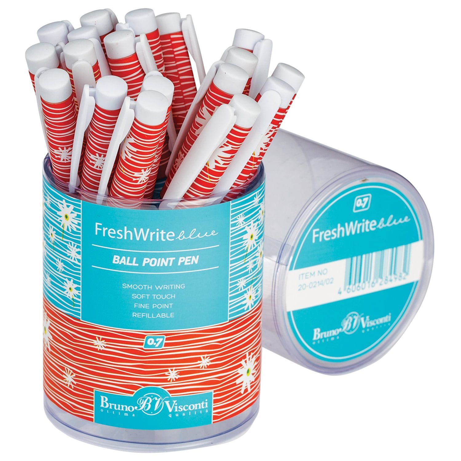 Ручка шариковая BRUNO VISCONTI "FreshWrite", СИНЯЯ, "Ромашки", узел 0,7 мм, линия письма 0,5 мм, 20-0214/02
