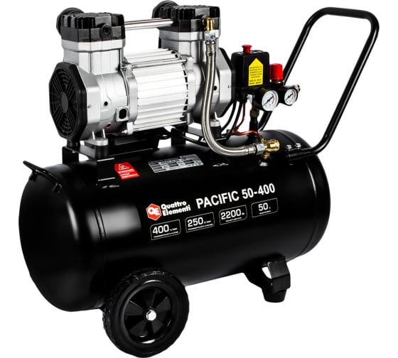Компрессор поршневой безмасляный QUATTRO ELEMENTI PACIFIC 50-400 (400 л/мин, 50 л, 3 л.с, 8 бар, 33.0 кг)