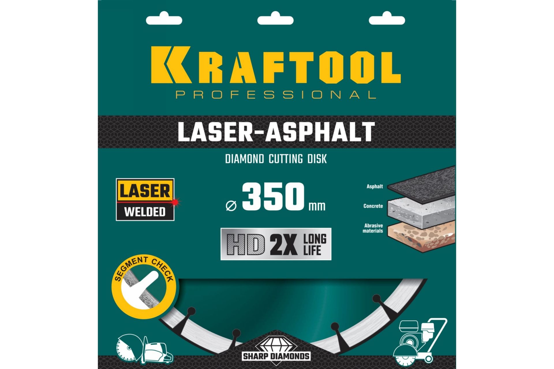 Диск алмазный отрезной по асфальту 350 мм, KRAFTOOL LASER-ASPHALT