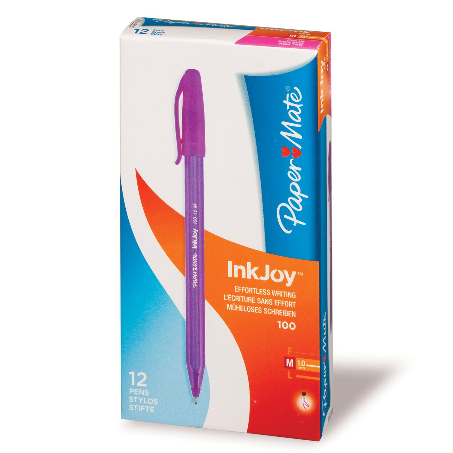 Ручка шариковая PAPER MATE "Inkjoy 100", РОЗОВАЯ, корпус тонированный розовый, узел 1,2 мм, линия письма 1 мм, S0977320