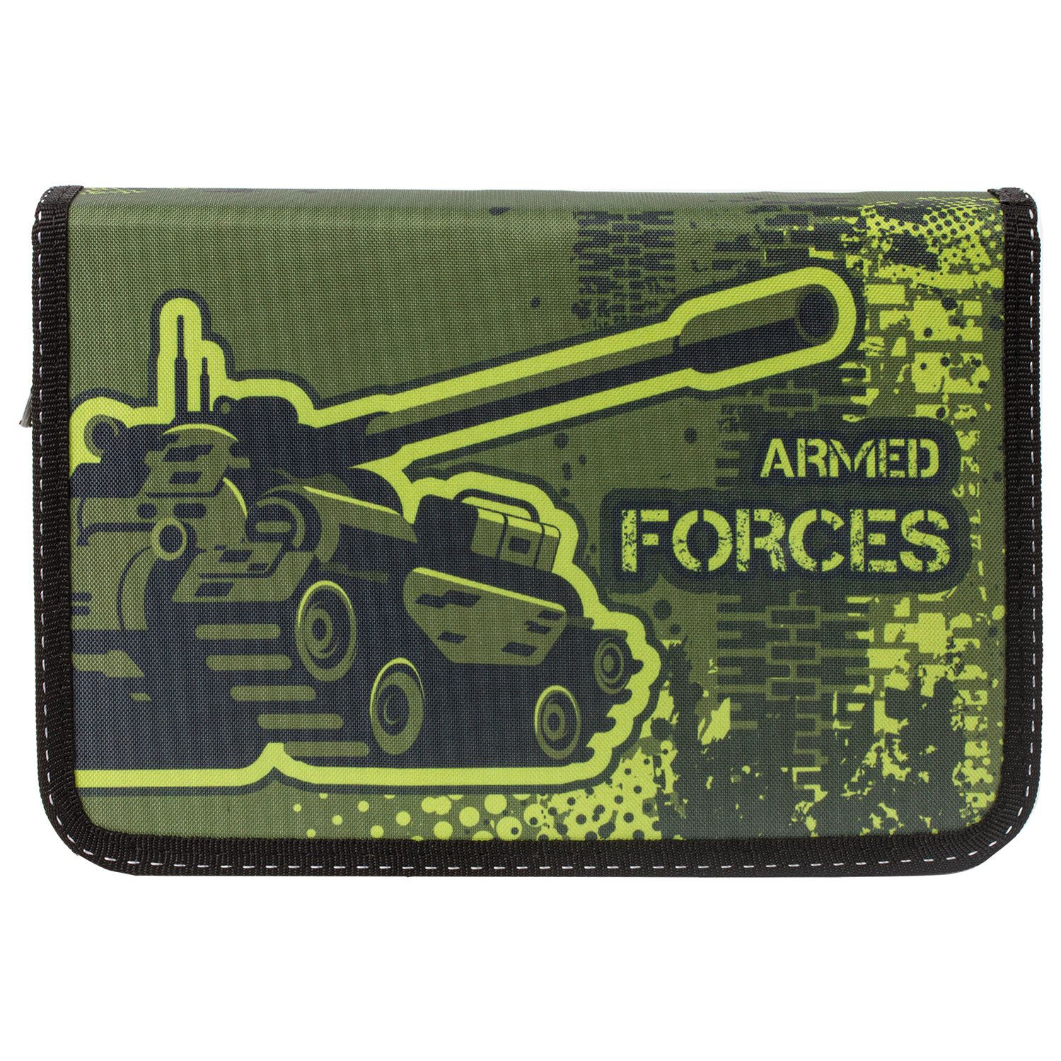Пенал ПИФАГОР, 1 отделение, 1 откидная планка, ткань, 20х14 см, Armed Forces, 229205