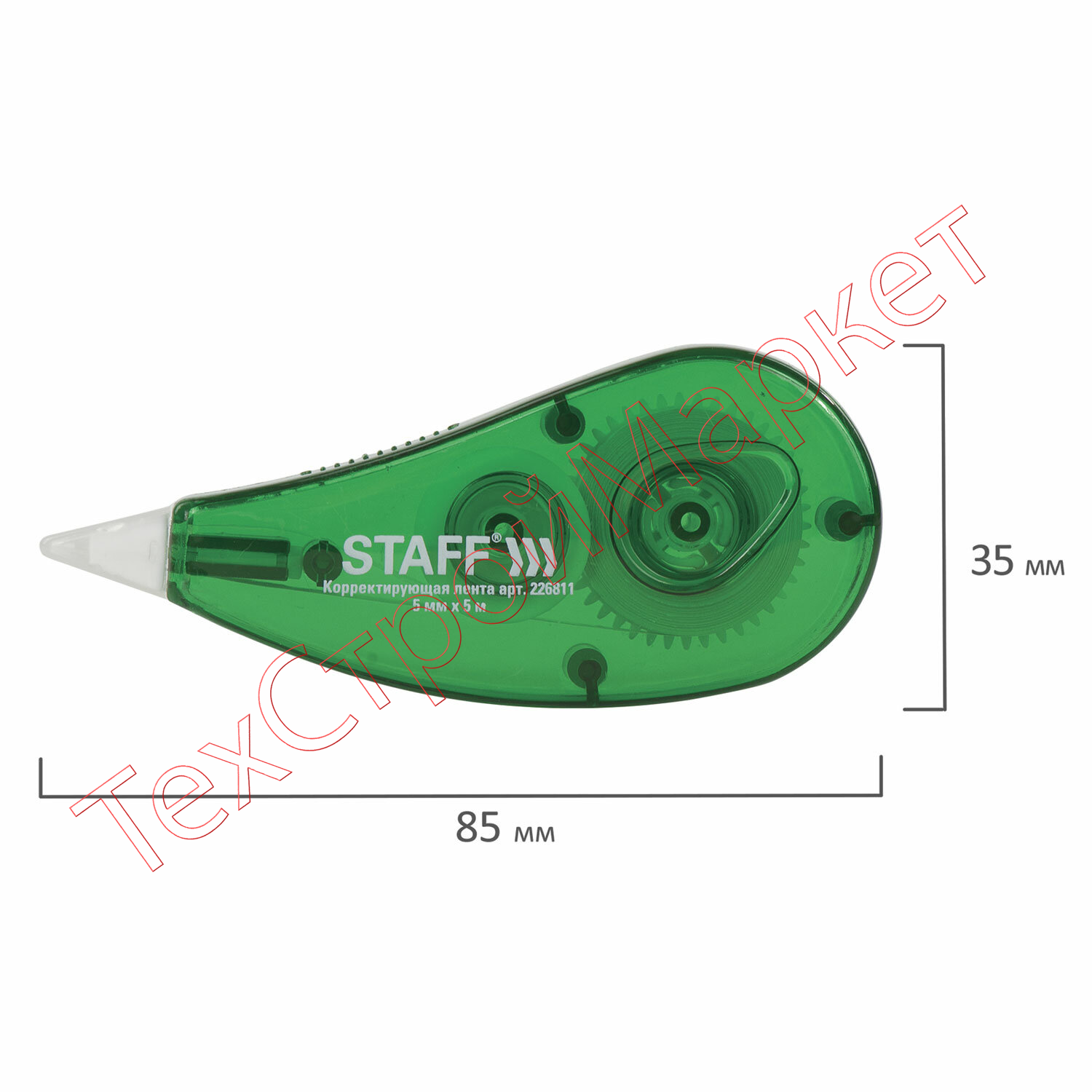 Корректирующая лента STAFF "EVERYDAY", 5 мм х 5 м, корпус зеленый, блистер, 226811