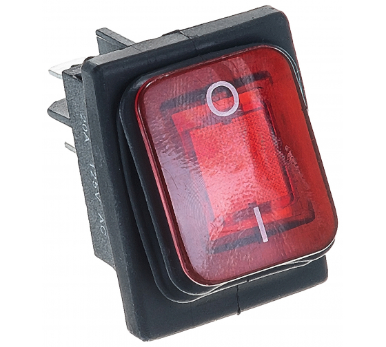 Выключатель клавишный 250V 15А (4с) ON-OFF красный с подсветкой влагозащита (RWB-507) REXANT 36-2360