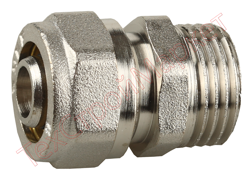 Соединитель ЗУБР с наружной резьбой, цанга-штуцер,1/2"х16х2,0 мм, никель