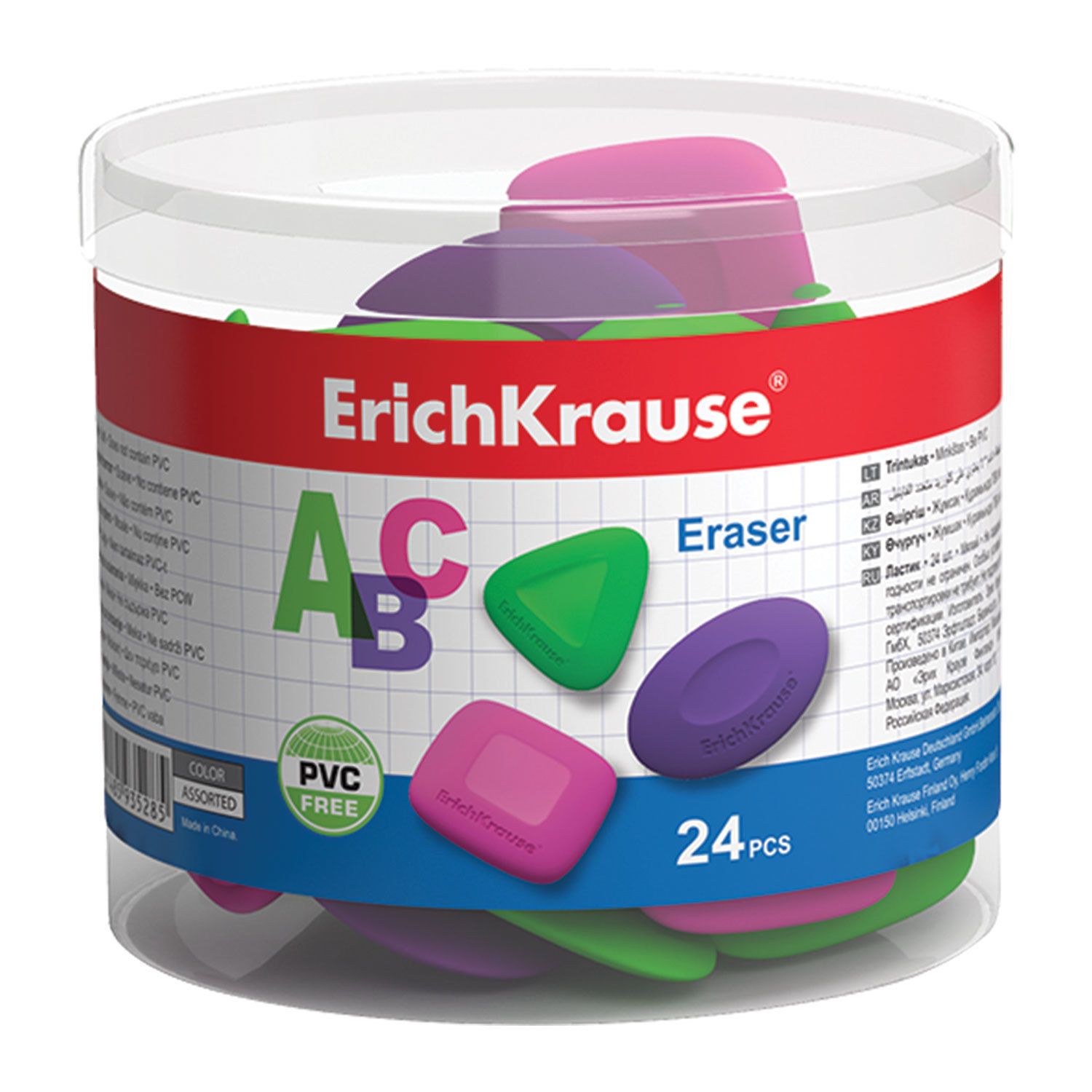 Ластик ERICH KRAUSE "ABC", цвет неон ассорти, форма ассорти, 34648