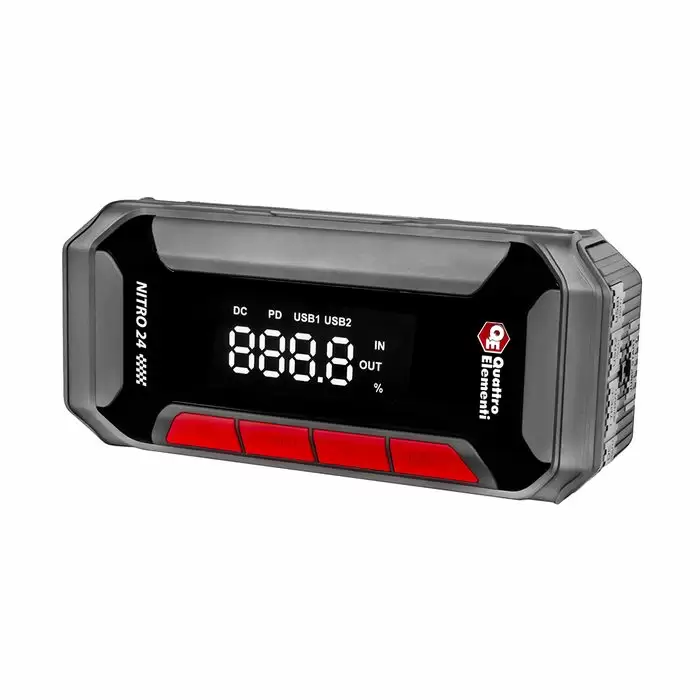 Устройство пусковое Nitro 24 (12В, 24000 мАч, 2000 А, Type-C, USB-A, дисплей, фонарь QUATTRO ELEMENTI