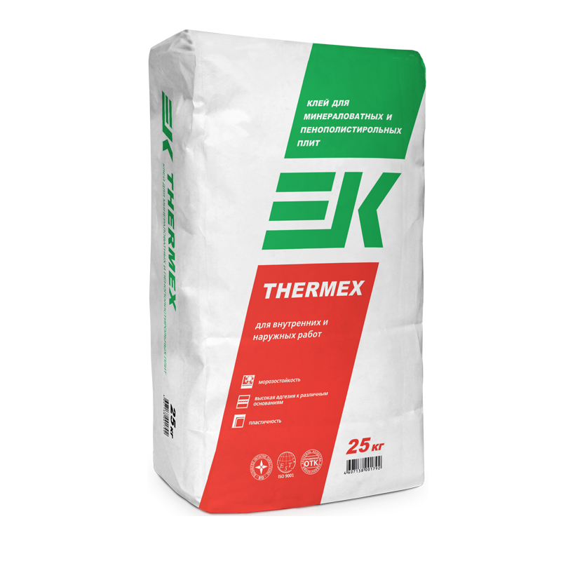 Штукатурно-клеевая смесь EK THERMEX  для минераловатных и пенополистирольных плит (25кг)