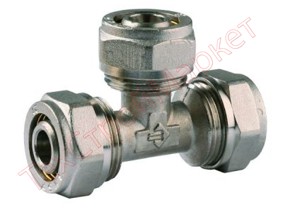 Тройник ЗУБР соединительный, цанга-цанга, 20х20х20х2,0, никель