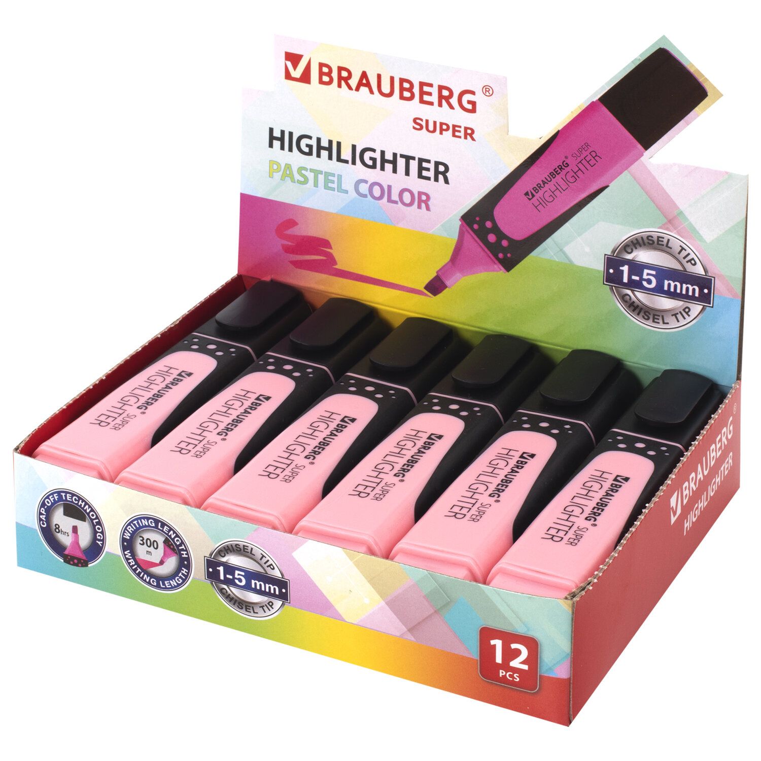 Текстовыделитель BRAUBERG "SUPER PASTEL", ПАСТЕЛЬНЫЙ РОЗОВЫЙ, прорезиненный корпус, линия 1-5 мм, 151753