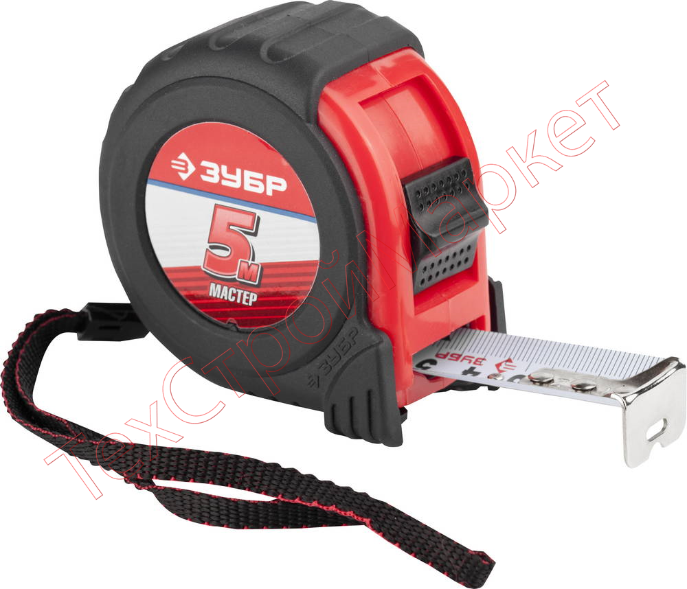 Рулетка с ударостойким обрезиненным корпусом ЗУБР МАСТЕР 5м / 25мм 