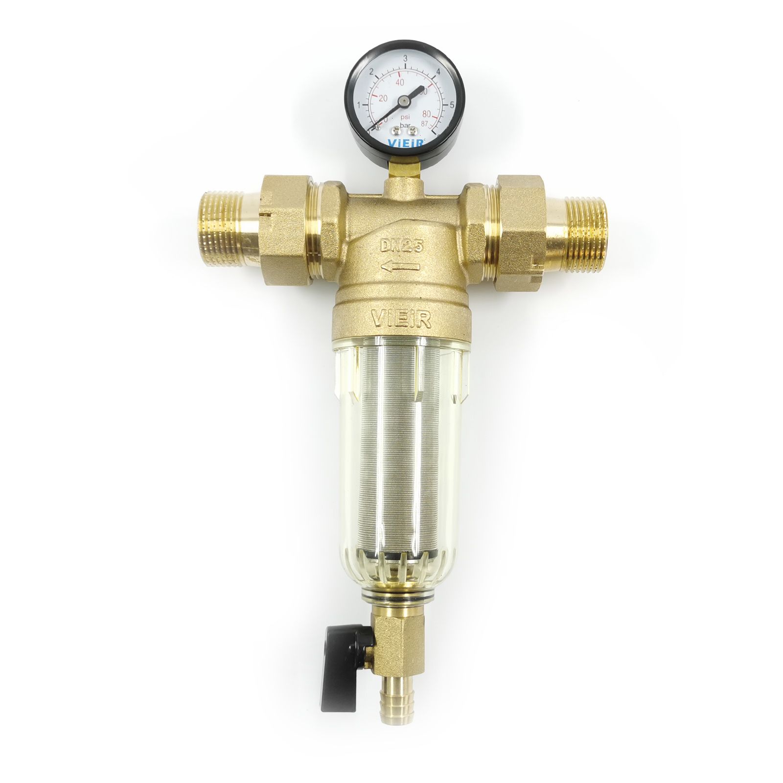 Фильтр с манометром.1/2" для холодной воды СТЕКЛО JC152 