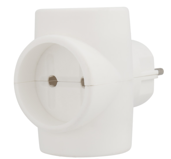 Разветвитель 3 гнезда без заземляющих контактов Белый 220В, 6A-10A ( индивидуальный пакет) (тройник) 11-1068 REXANT