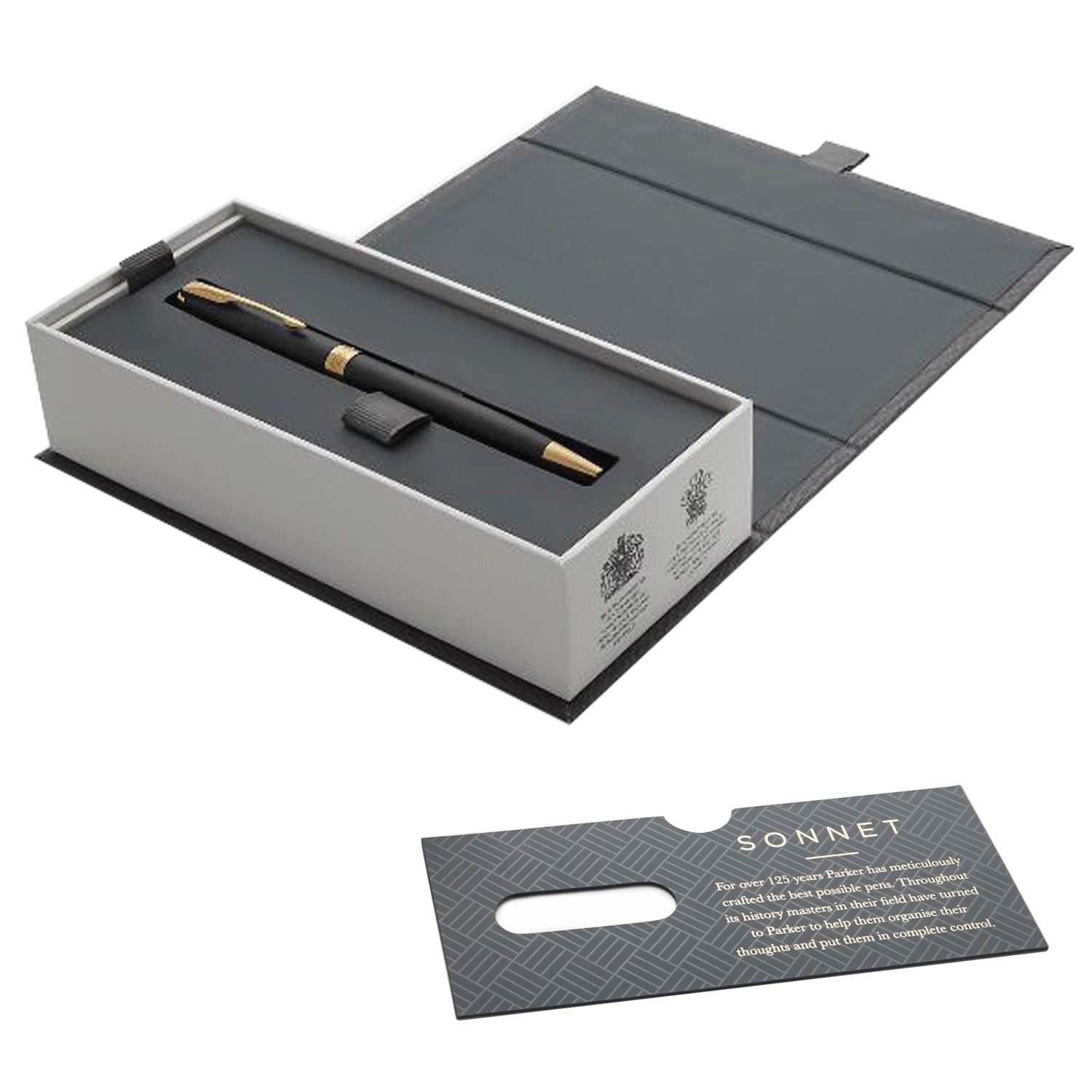 Ручка шариковая PARKER "Sonnet Core Matt Black GT Slim", тонкая, корпус черный матовый лак, позолоченные детали, черная, 1931520