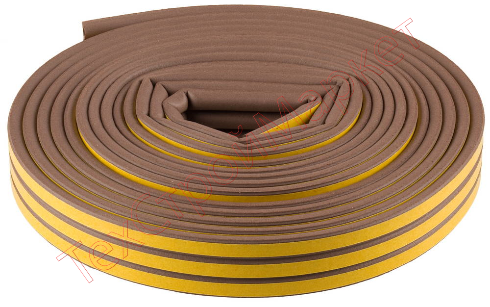 Уплотнитель резиновый самоклеящийся профиль "D", коричневый, 16м ЗУБР