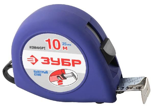 Рулетка корпус с резиновым напылением, 10м/25мм ЗУБР "СТАНДАРТ"