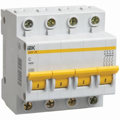 Выключатель автоматический ВА47-29 4P 63А хар-ка С IEK MVA20-4-063-C