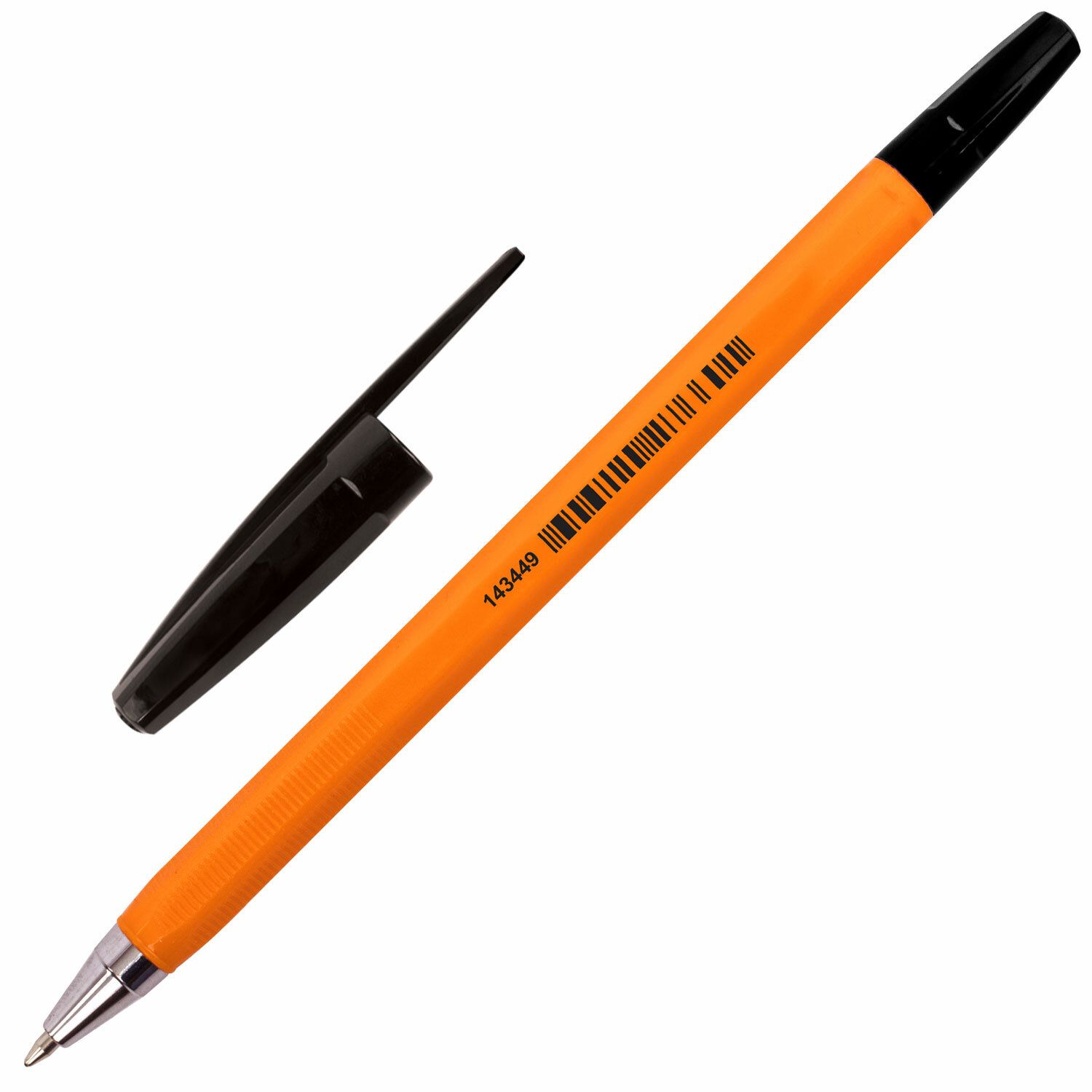 Ручка шариковая BRAUBERG "M-500 ORANGE", ЧЕРНАЯ, корпус оранжевый, узел 0,7 мм, линия письма 0,35 мм, 143449