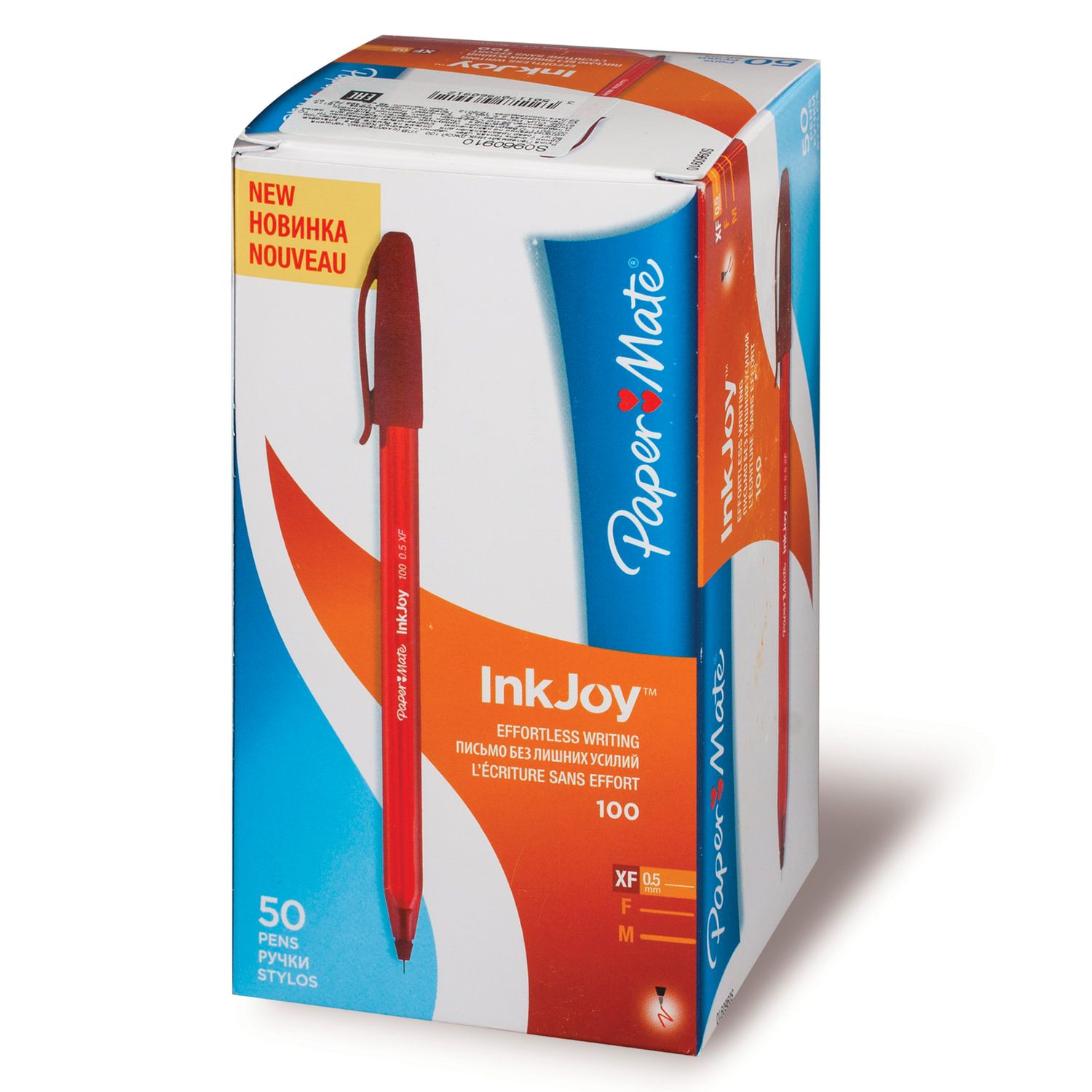 Ручка шариковая PAPER MATE "Inkjoy 100", КРАСНАЯ, корпус тонированный красный, узел 0,7 мм, линия письма 0,5 мм, S0960910