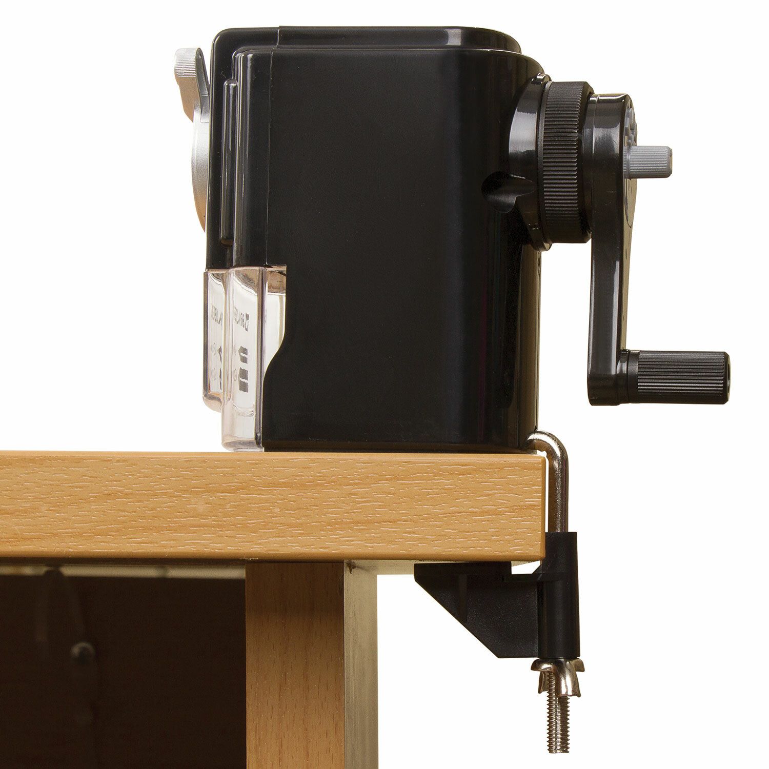 Точилка механическая BRAUBERG "STYLE", для ч/гр и цветных карандашей (в том числе утолщенных), крепление к столу, корпус черный, 228482