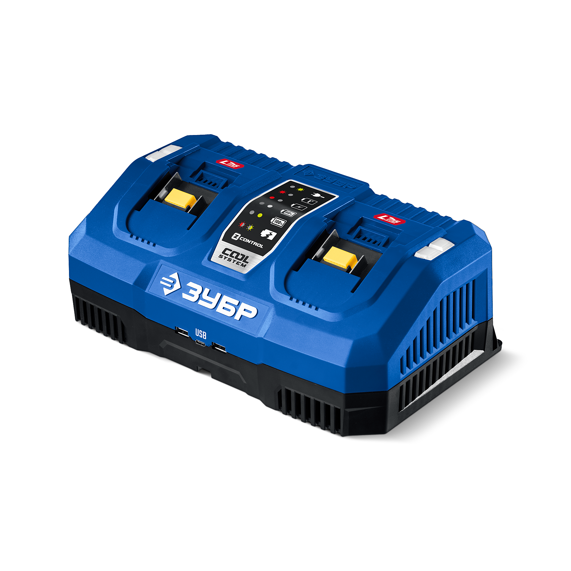 Устройство зарядное для LMS АКБ, Turbo CHARGE, 20 В, 2 порта, 2 х 9 А, ЗУБР ПРОФЕССИОНАЛ 