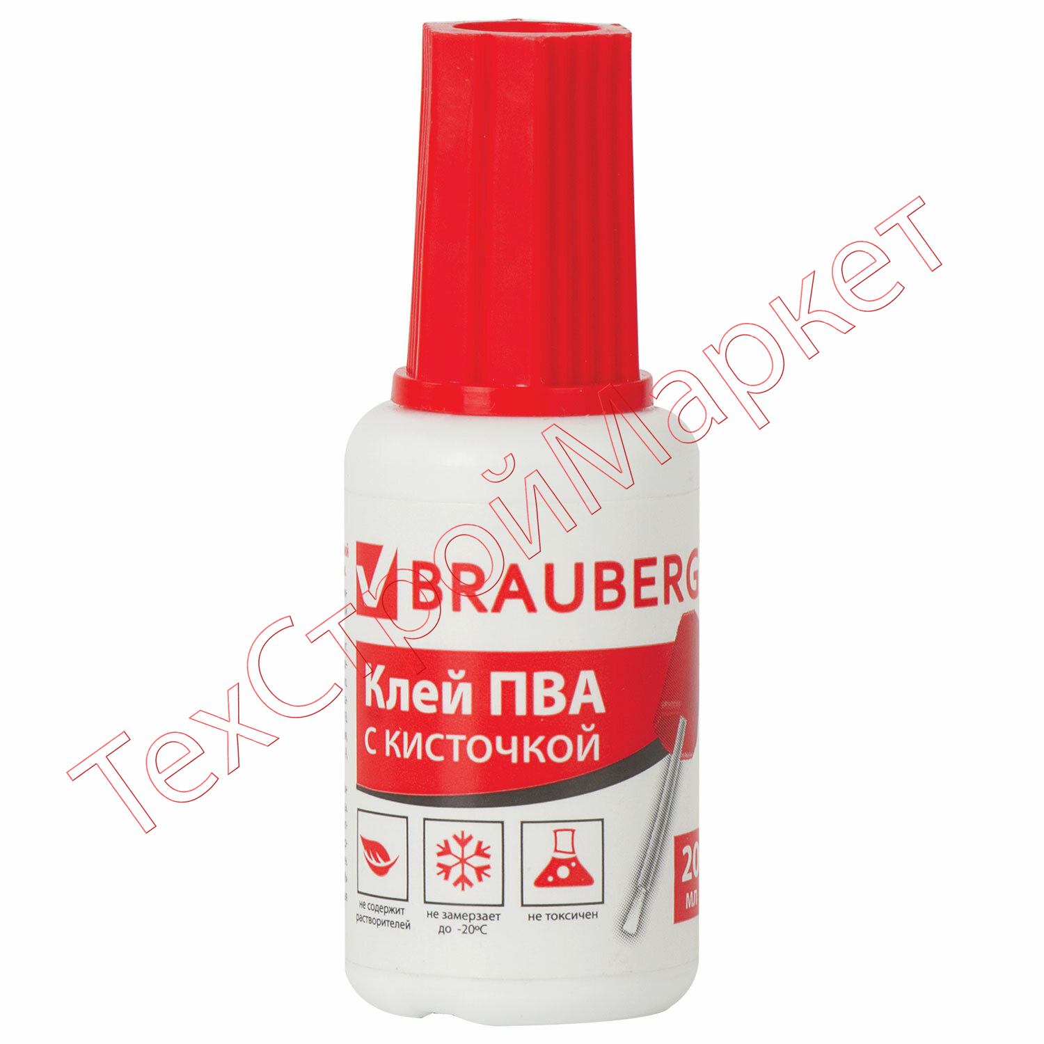 Клей ПВА BRAUBERG, 20 г, с кисточкой, морозостойкий, 222875