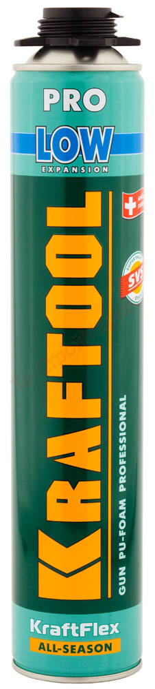 Пена KRAFTOOL KRAFTFLEX PREMIUM PRO LOW профессиональная, монтажная, пистолетная, всесезонная, 800мл