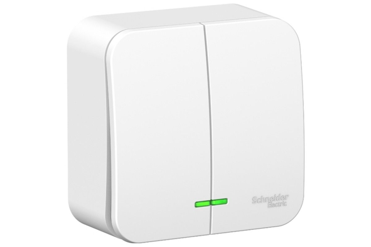 Выключатель  Electric Blanca О/У 2-клавишный (cх.5) с подсветкой, изолированная пластина, 6А,250B,бе