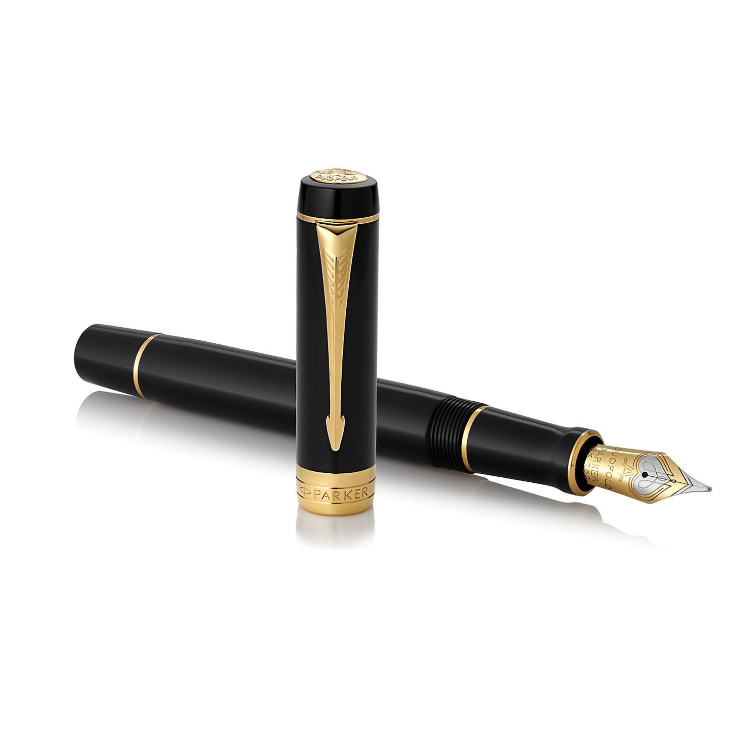 Ручка перьевая PARKER "Duofold Classic Centennial Black GT", корпус черный, позолоченные детали, черная, 1931381