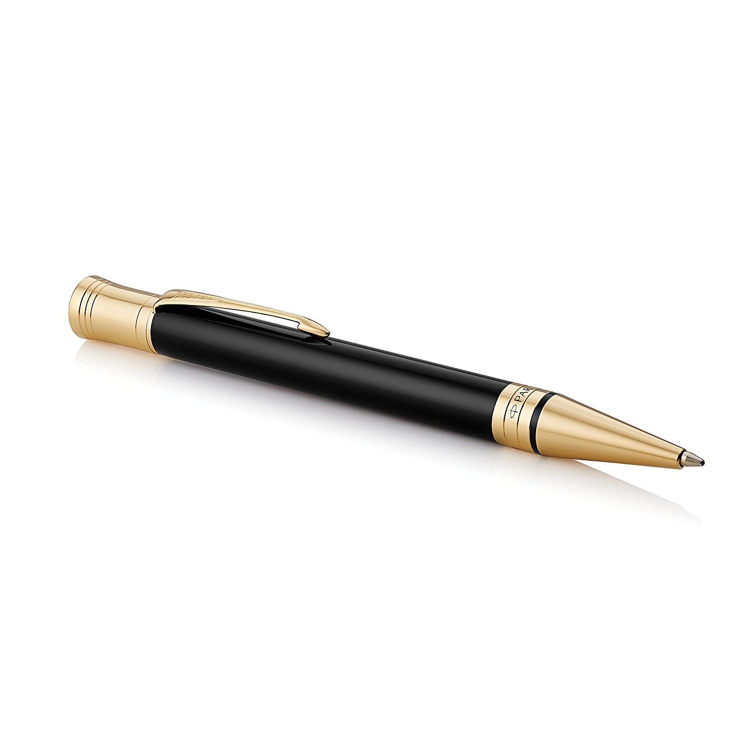 Ручка шариковая PARKER "Duofold Classic Black GT", корпус черный, позолоченные детали, черная, 1931386