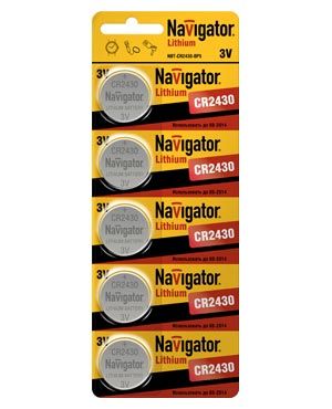 Элемент питания Navigator 94 781 NBT-CR2430-BP5 литиевые 17466