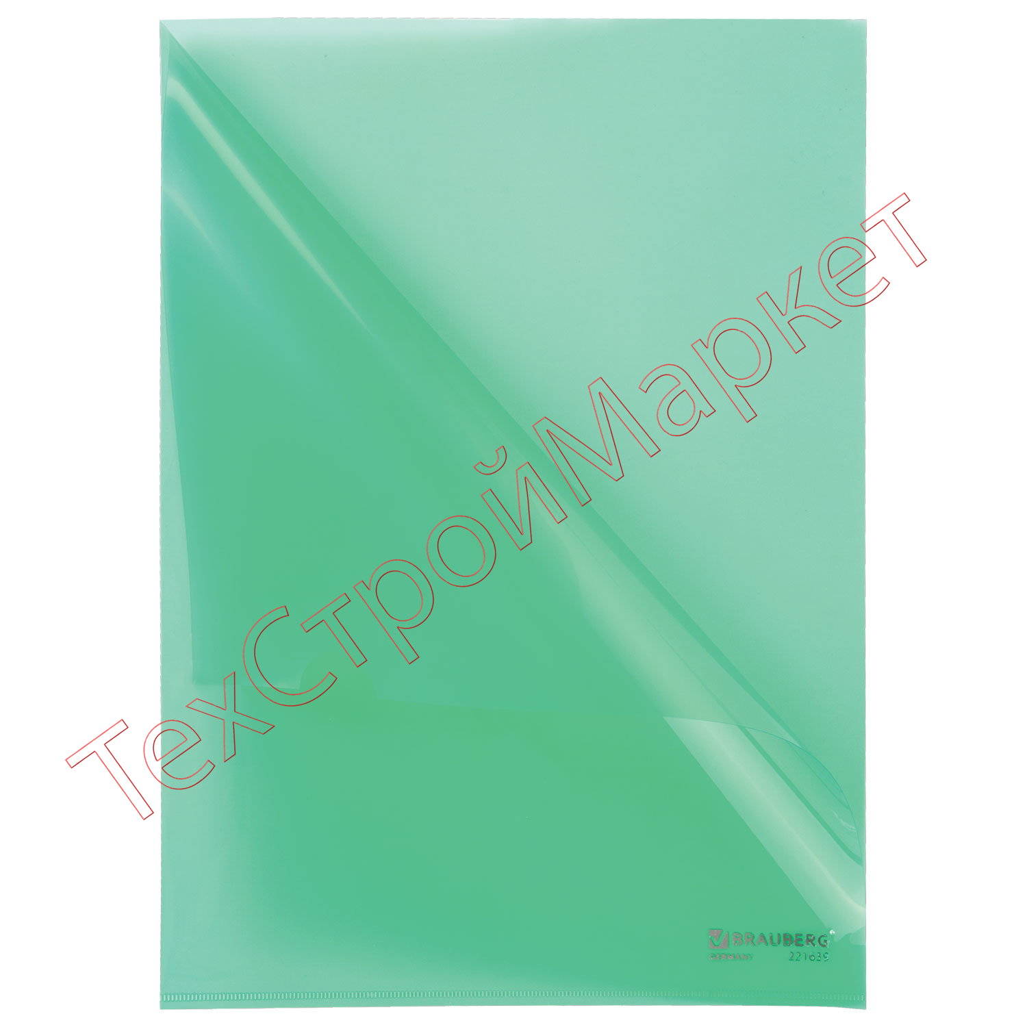 Папка-уголок жесткая BRAUBERG, зеленая, 0,15 мм, 221639