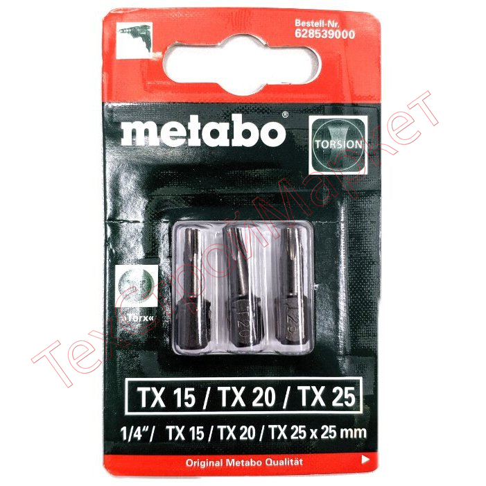 Набор бит Torx (3 шт; TX 15/20/25; torsion) Metabo