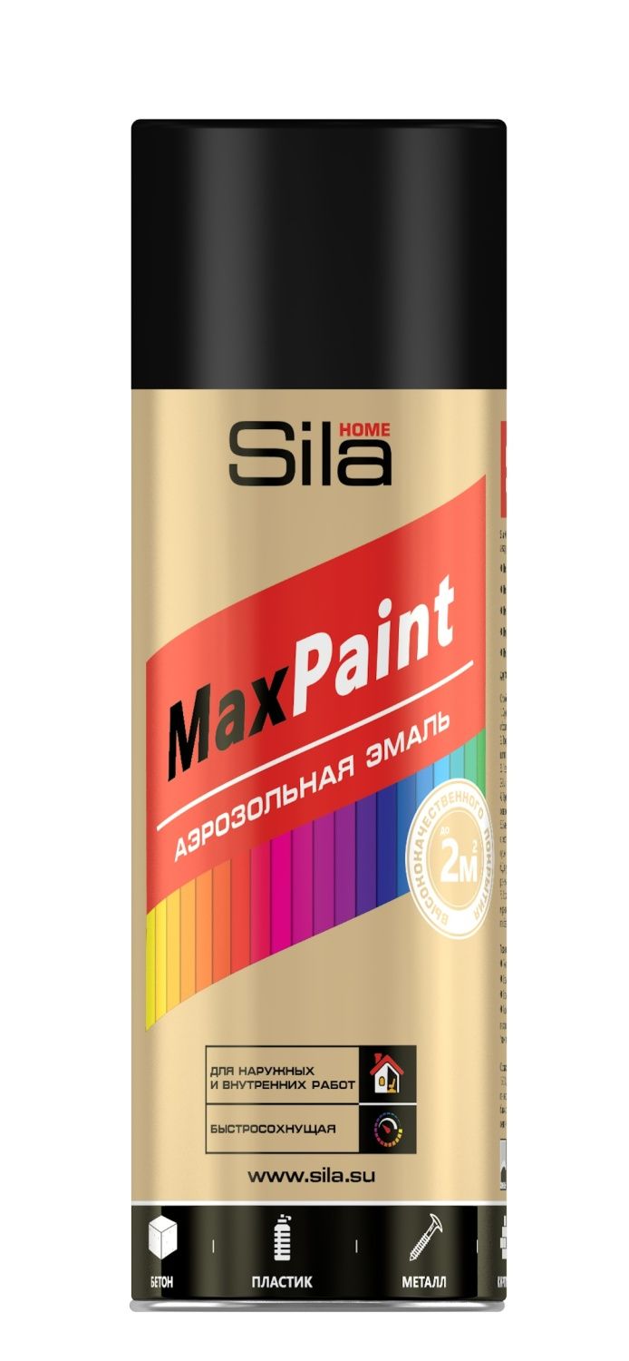 Краска аэрозольная Sila HOME Max Paint, чёрный матовый