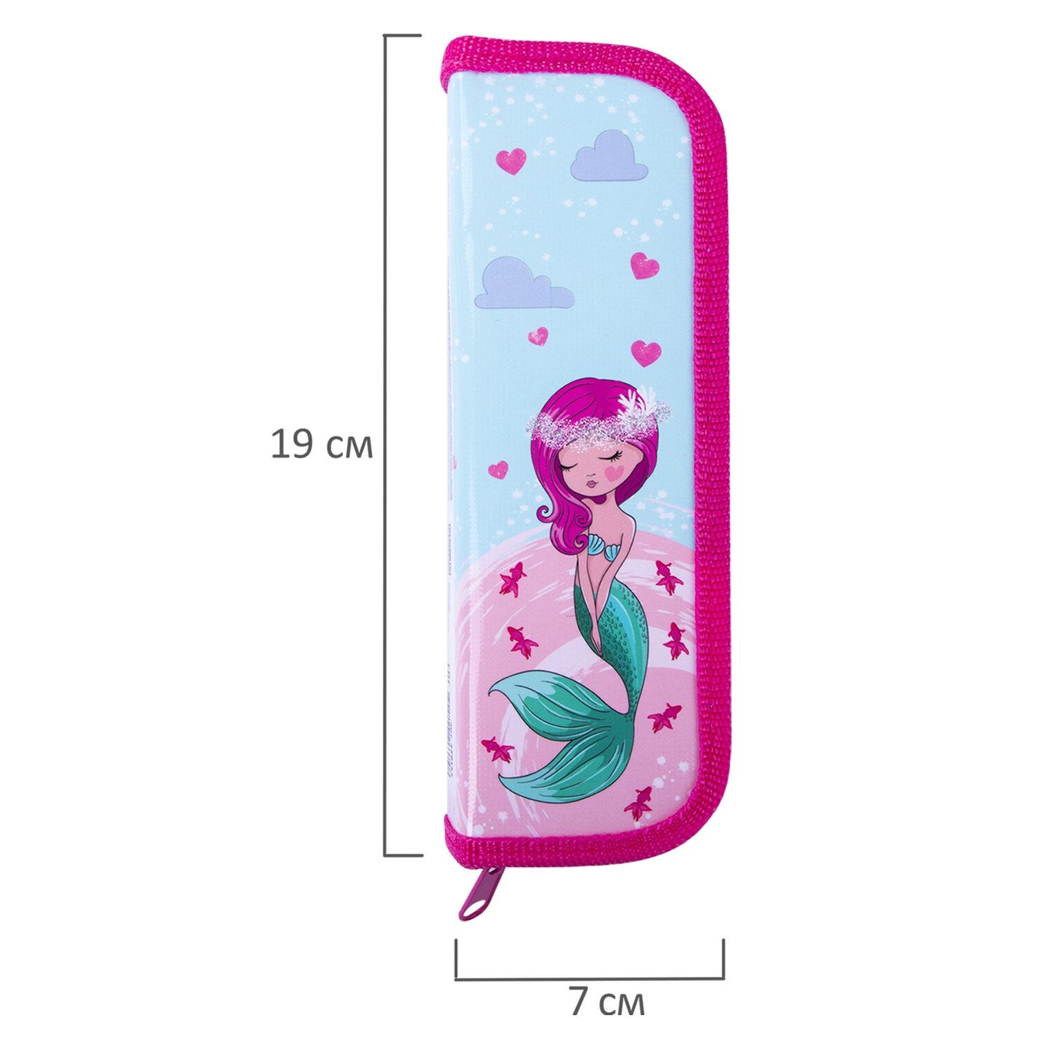 Пенал ЮНЛАНДИЯ, 1 отделение, ламинированный картон, 19х7 см, "Mermaid", 229142